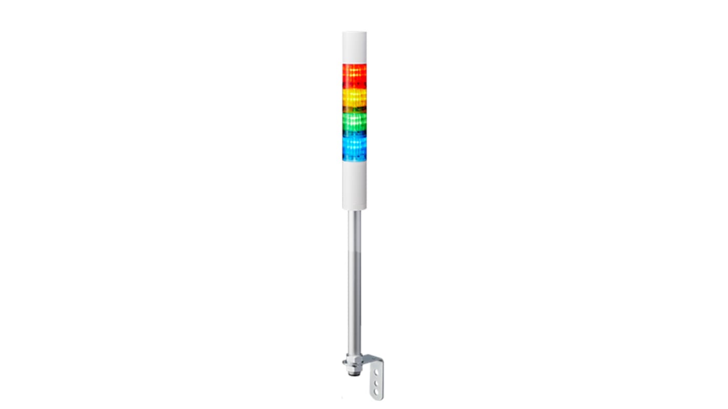 Columna de señalización Patlite LR4, LED, con 4 elementos de color, 90dB @ 1 m, 24 V dc