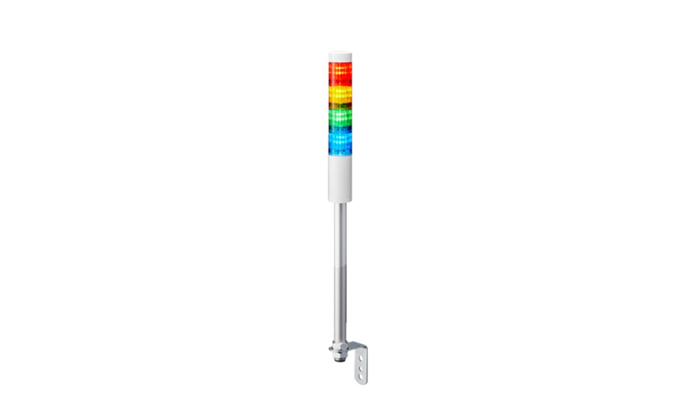 Patlite LR4 Series Coloured Signal Tower, 4 Lights, 24 V dc, Pole Mount