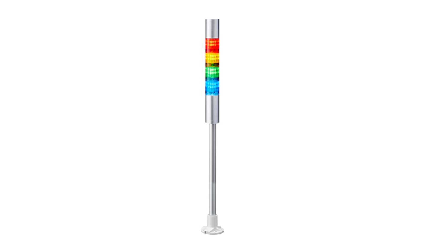 Patlite LR4 LED Signalturm bis 4-stufig mehrfarbig LED Rot/Gelb/Grün/Blau + Summer Blitz, Dauer 583.5mm Multifunktion