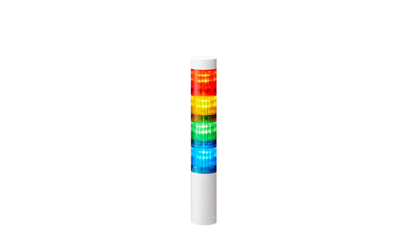 Jeladó torony LED, 4 világító elemmel, Színes, 24 V DC Piros/sárga/zöld/kék, LR4 sorozat