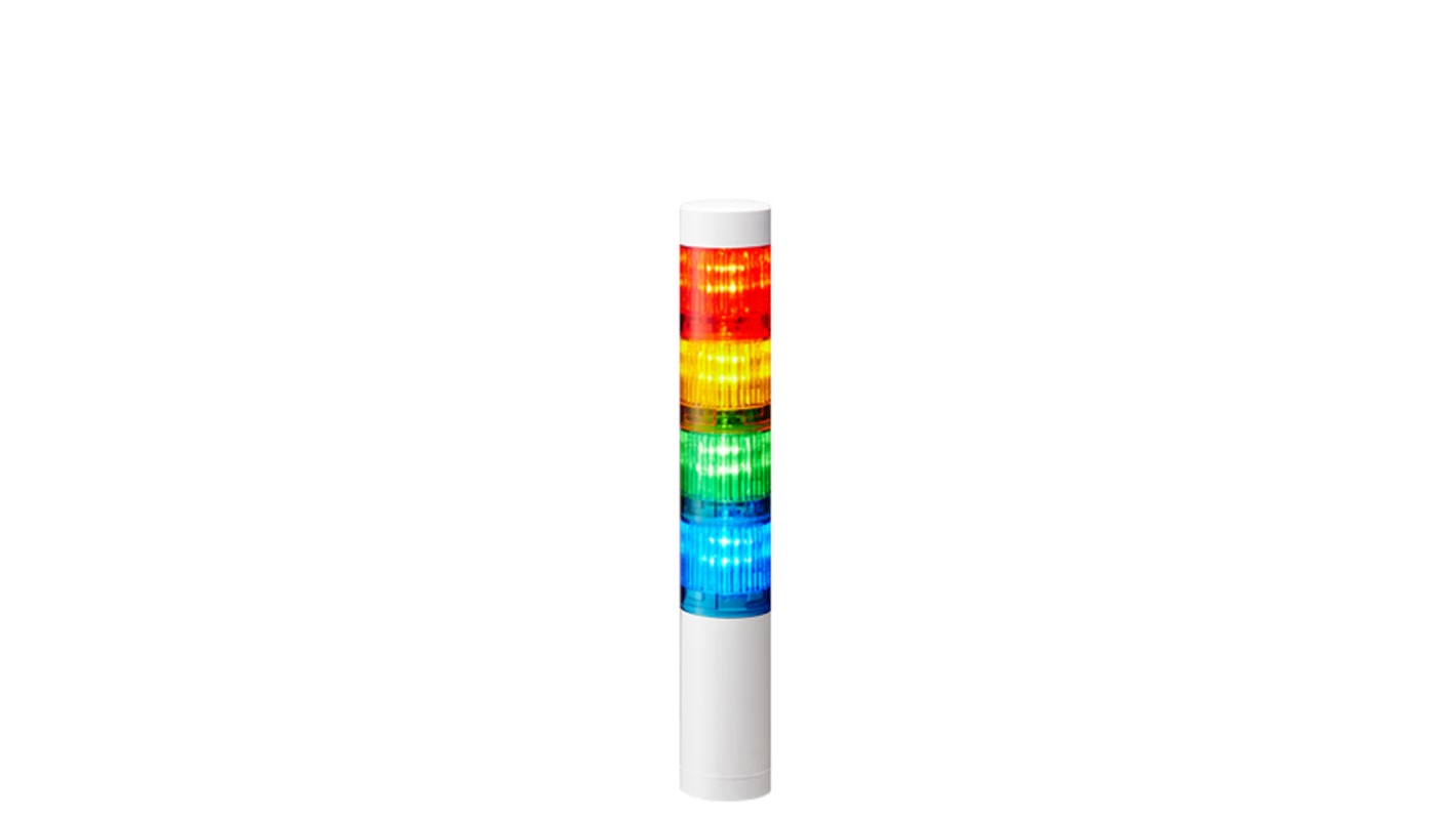 Columna de señalización Patlite LR4, LED, con 4 elementos de color, 90dB @ 1 m, 24 V dc