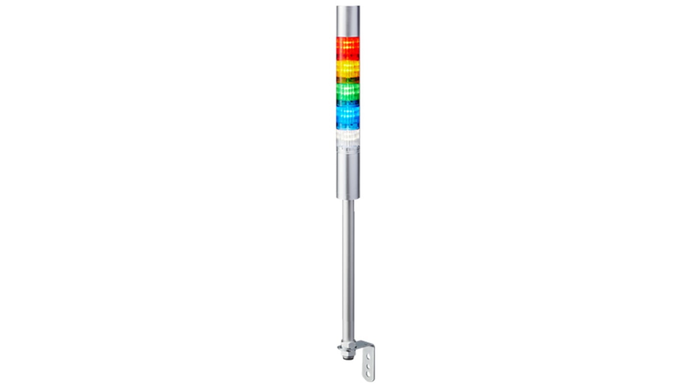 Torretta di segnalazione Patlite, 24 V c.c., LED, 5 elementi, lenti A colori, con Cicalino