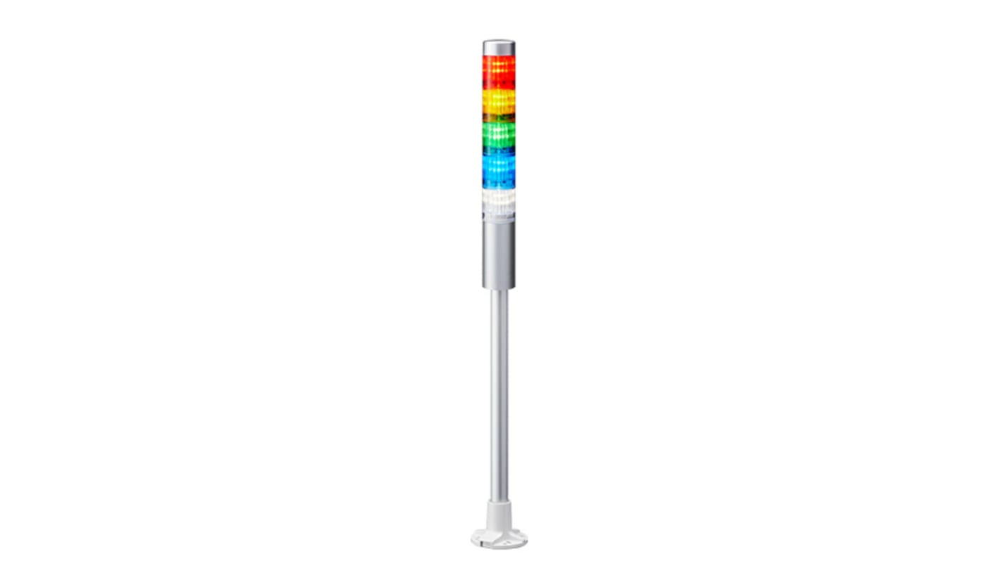 Columna de señalización Patlite LR4, LED, con 5 elementos de color, 24 V dc