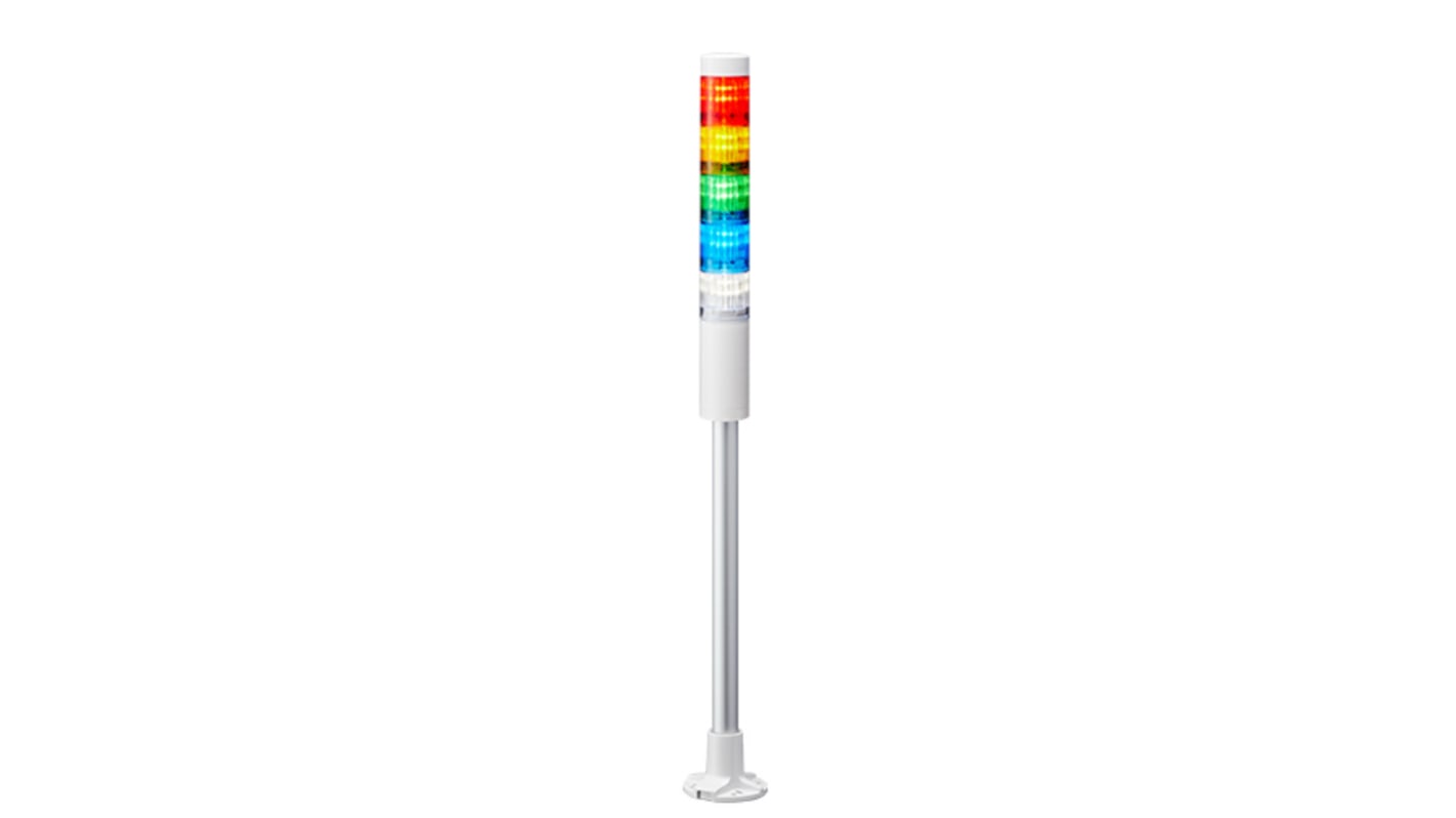 Patlite LR4 Series Coloured Signal Tower, 5 Lights, 24 V dc, Pole Mount