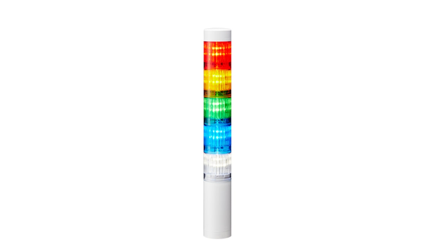 Patlite LR4 Series Coloured Signal Tower, 5 Lights, 24 V dc, Direct Mount