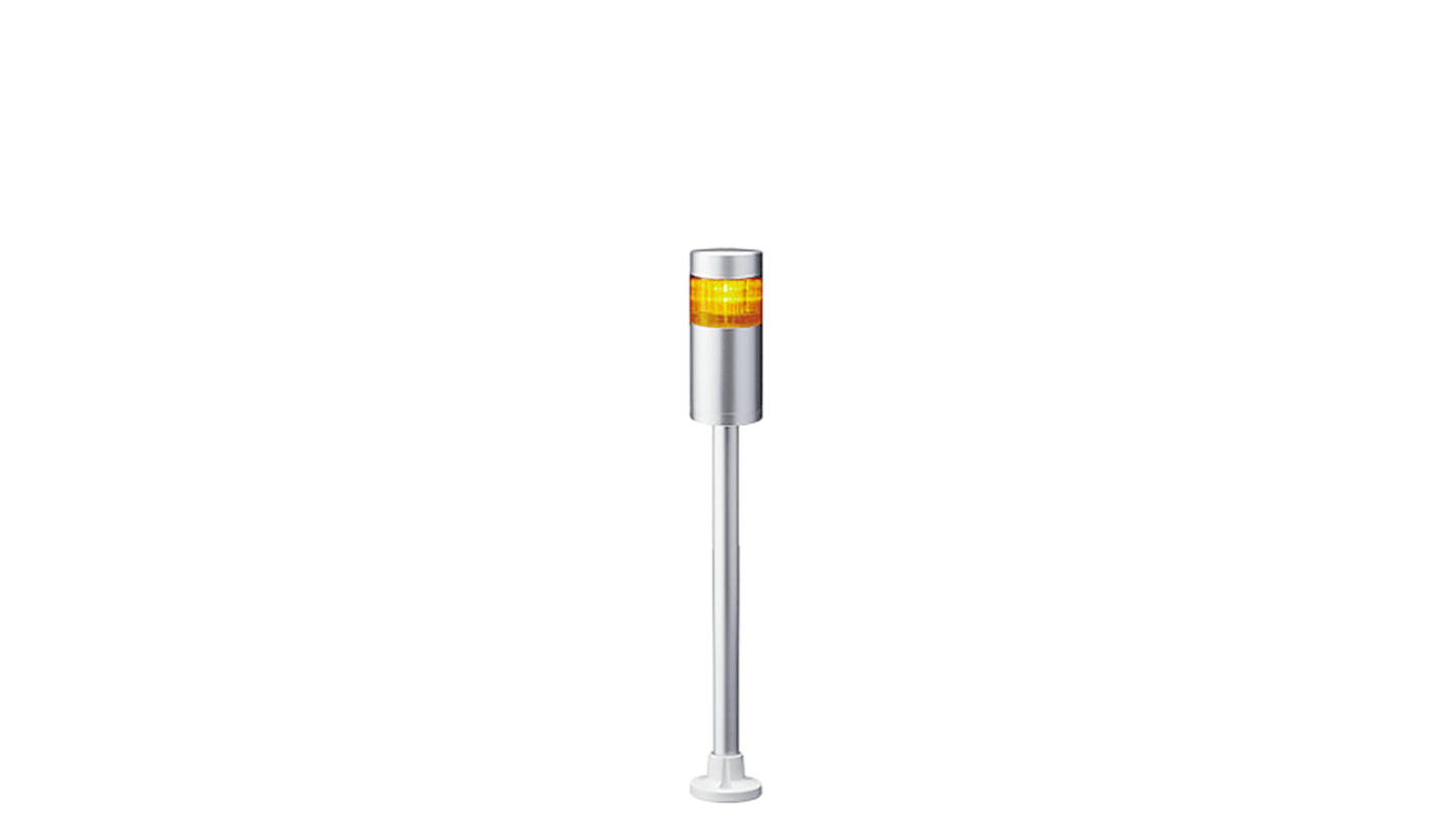 Patlite LR6 Series Yellow Signal Tower, 1 Lights, 24 V dc, Pole Mount