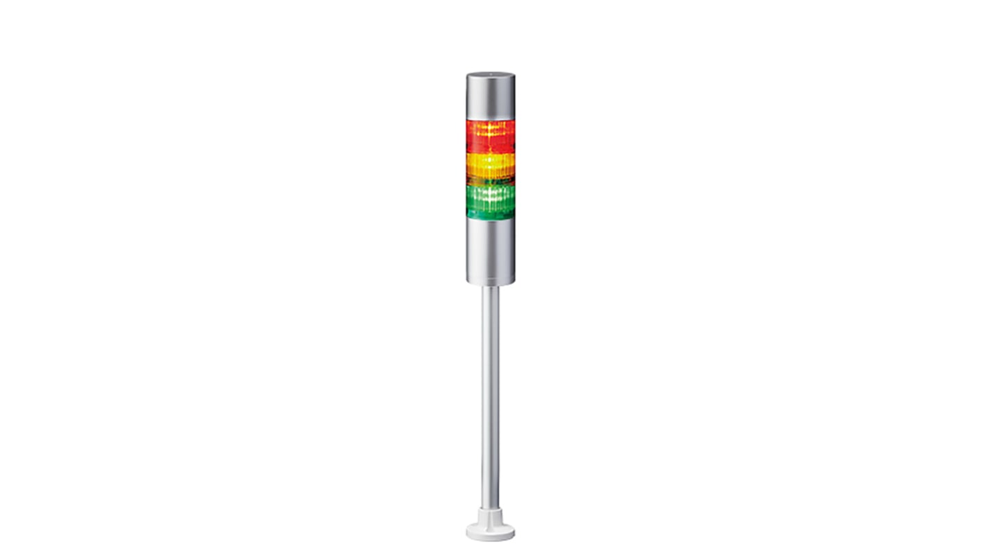 Torretta di segnalazione Patlite, 24 V c.c., LED, 3 elementi, lenti A colori, con Cicalino