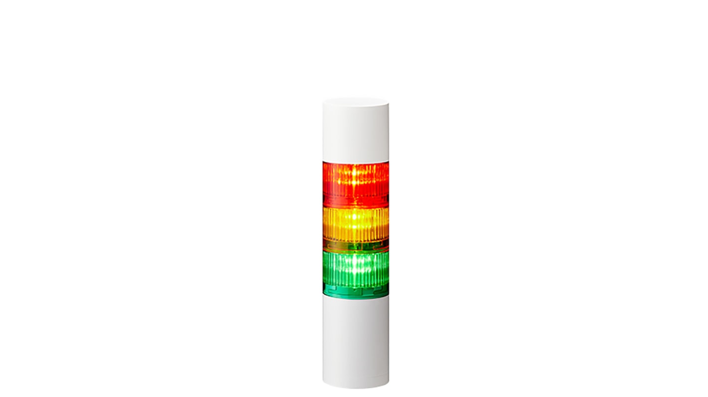 Patlite LR6 LED Signalturm 3-stufig mehrfarbig LED Rot/Gelb/Grün + Summer Blitz, Dauer 253.5mm Multifunktion