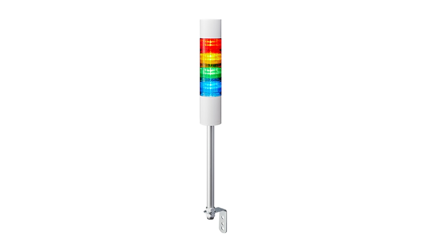 Columna de señalización Patlite LR6, LED, con 4 elementos de color, 90dB @ 1 m, 24 V dc