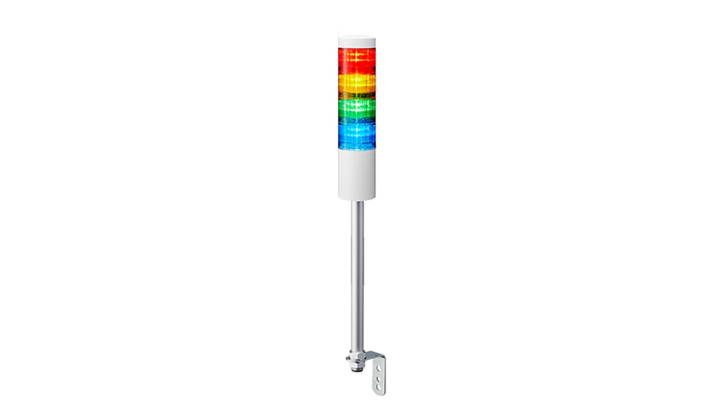 Patlite LR6 Series Coloured Signal Tower, 4 Lights, 24 V dc, Pole Mount