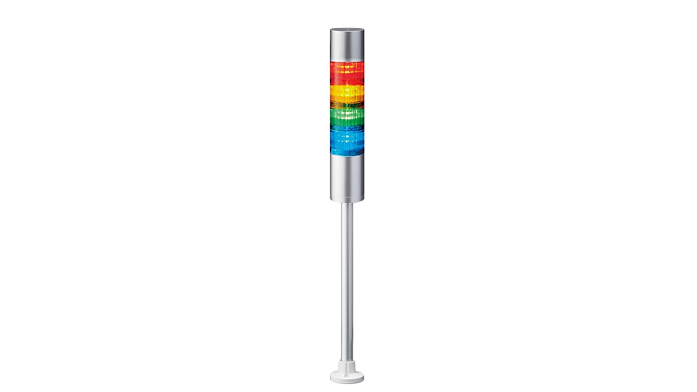 Columna de señalización Patlite LR6, LED, con 4 elementos de color, 90dB @ 1 m, 24 V dc