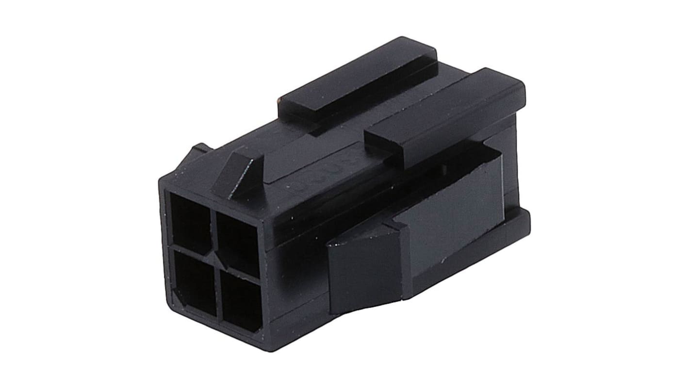 Carcasa de conector Molex 43020-0400, Serie Micro-Fit 3.0, paso: 3mm, 4 contactos, 2 filas, Recto, Macho, Montaje en