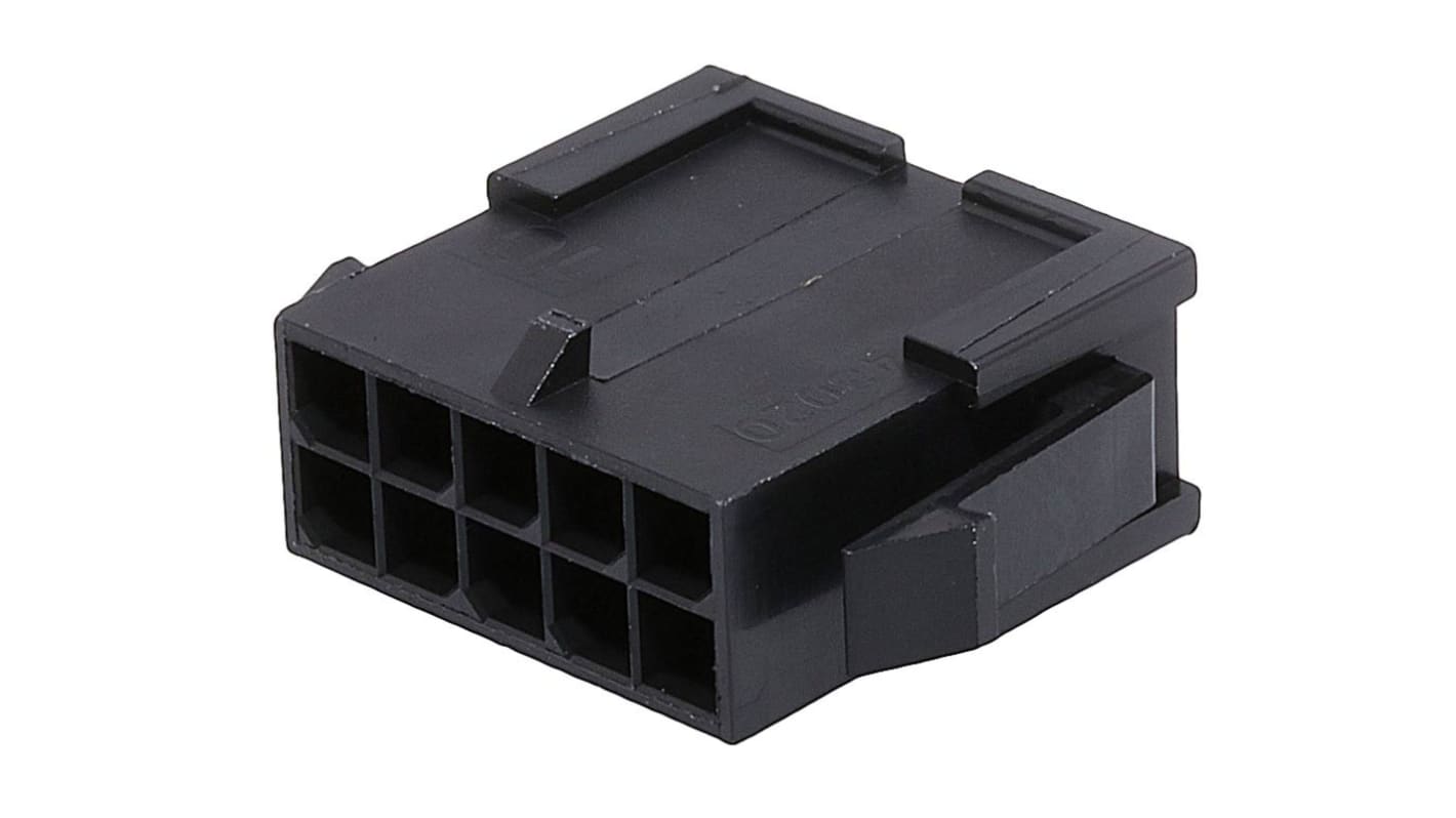 Carcasa de conector Molex 43020-1000, Serie Micro-Fit 3.0, paso: 3mm, 10 contactos, 2 filas, Recto, Macho, Montaje en