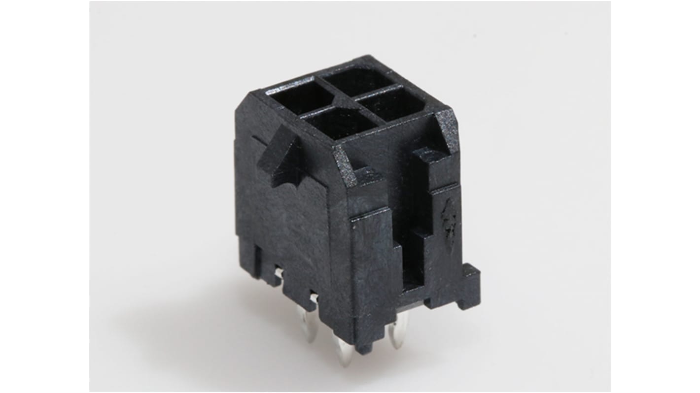 Molex Micro-Fit 3.0 Series Straight Through Hole PCB Header, 4 Contact(s), 3.0mm Pitch, 2 Row(s), Shrouded