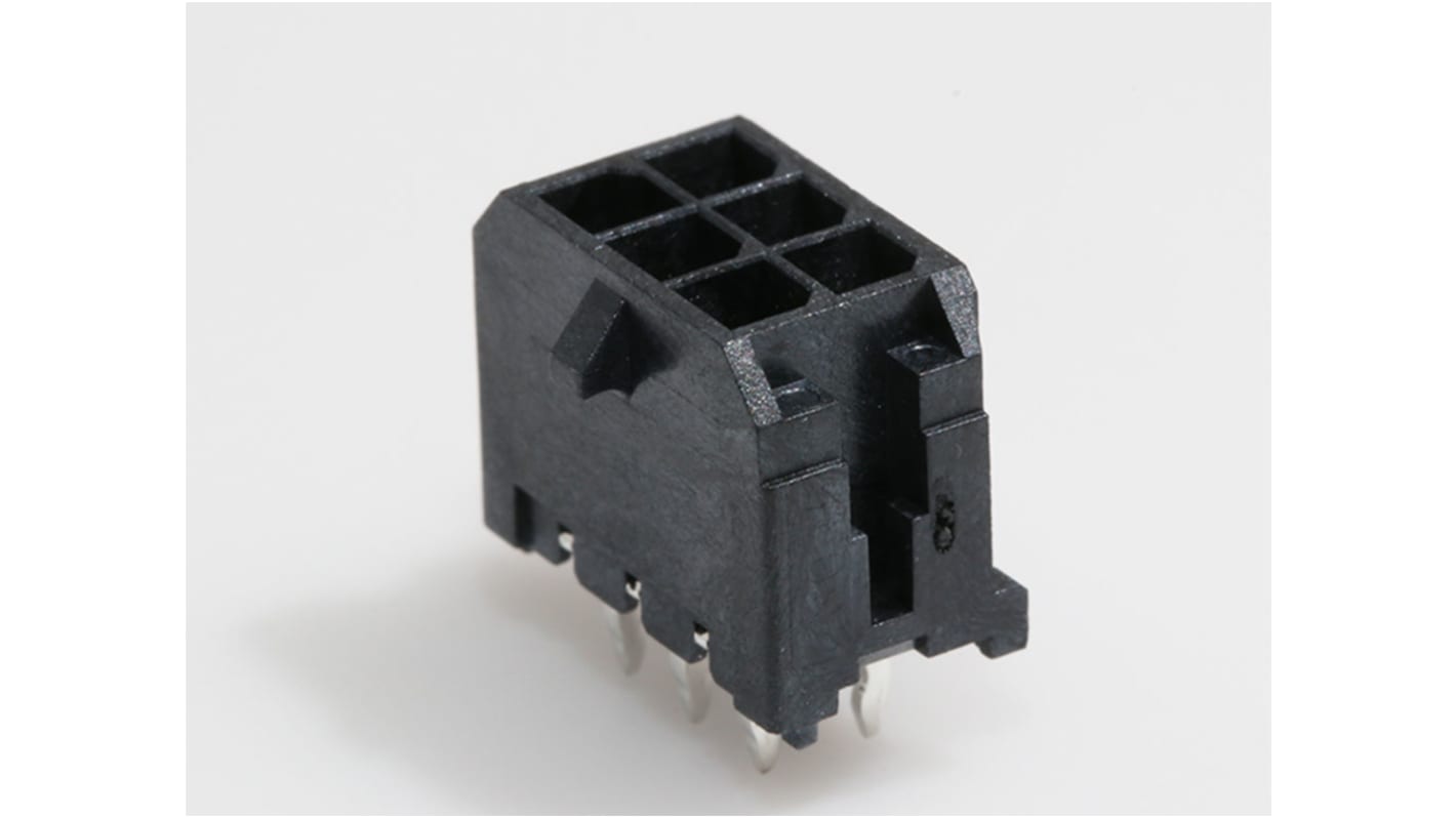 Molex Micro-Fit 3.0 Series Straight Through Hole PCB Header, 6 Contact(s), 3.0mm Pitch, 2 Row(s), Shrouded