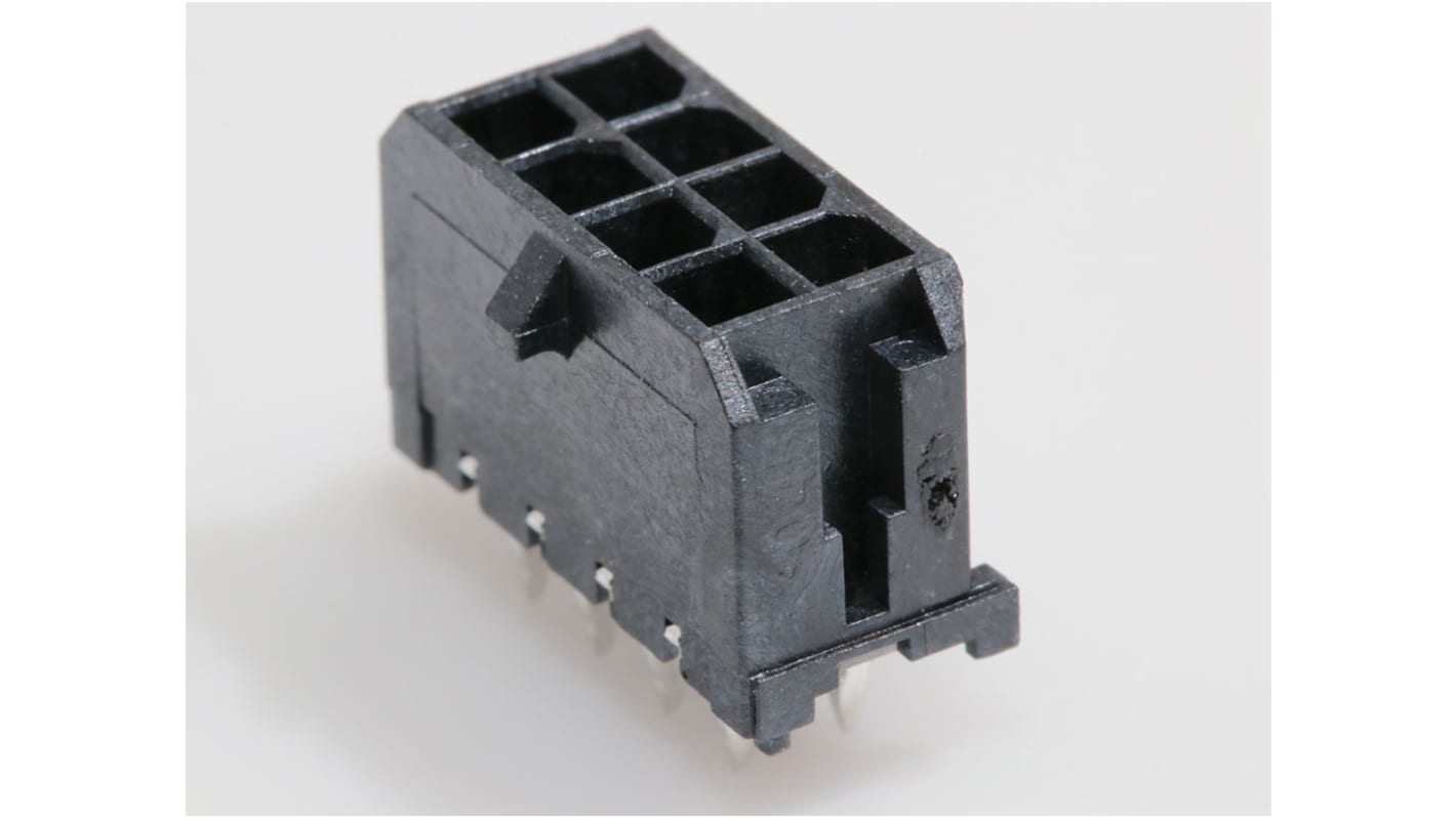 Molex Micro-Fit 3.0 Series Straight Through Hole PCB Header, 8 Contact(s), 3.0mm Pitch, 2 Row(s), Shrouded