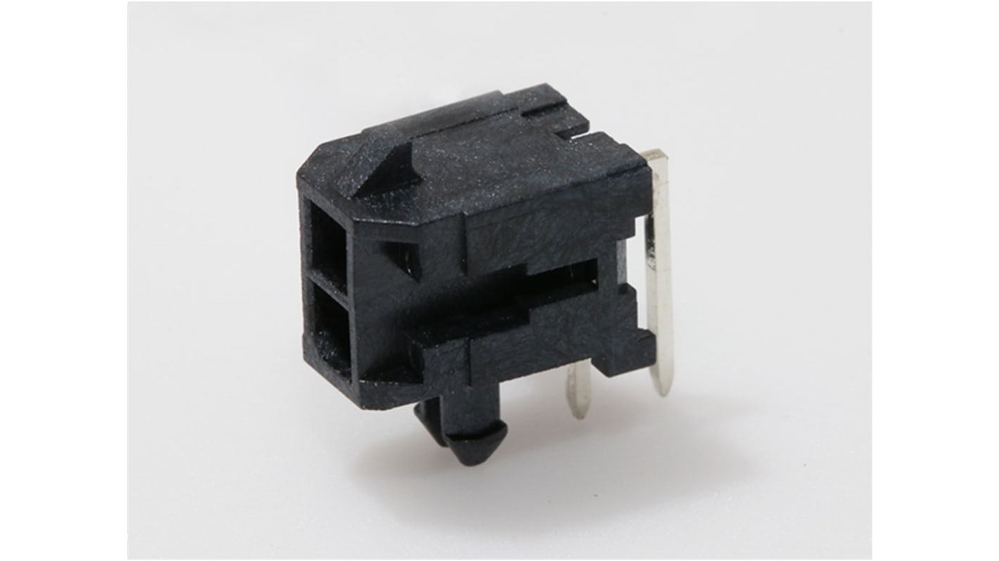 Molex Micro-Fit 3.0 Series Right Angle Through Hole PCB Header, 2 Contact(s), 3.0mm Pitch, 2 Row(s), Shrouded