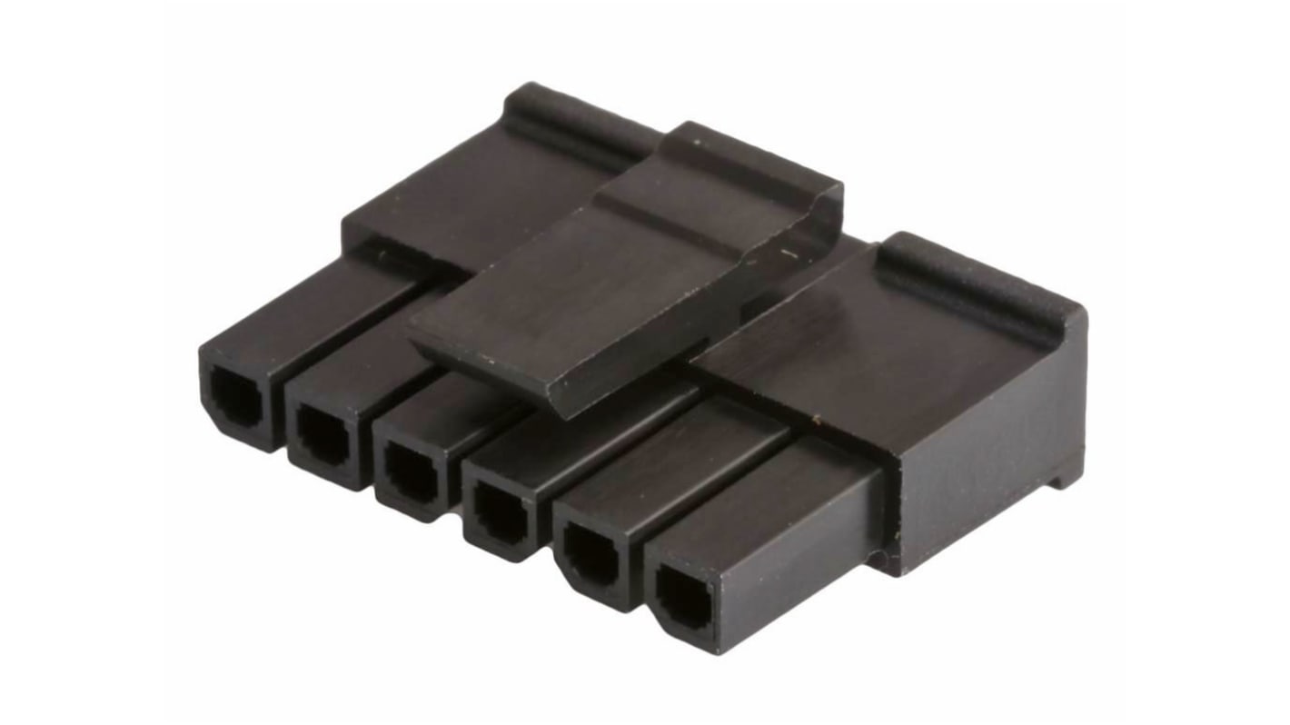 Carcasa de conector Molex 43645-0600, Serie Micro-Fit 3.0, paso: 3mm, 6 contactos, , 1 fila filas, Recto, Hembra,