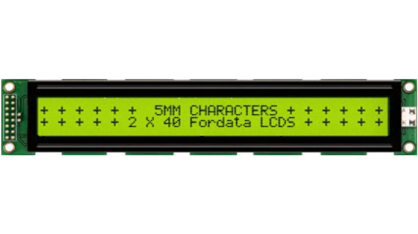 Fordata FC4002B00-FHYYBW-51SE FC Alphanumeric LCD Alphanumeric Display, Green, Yellow on Yellow-Green, 2 Rows by 40