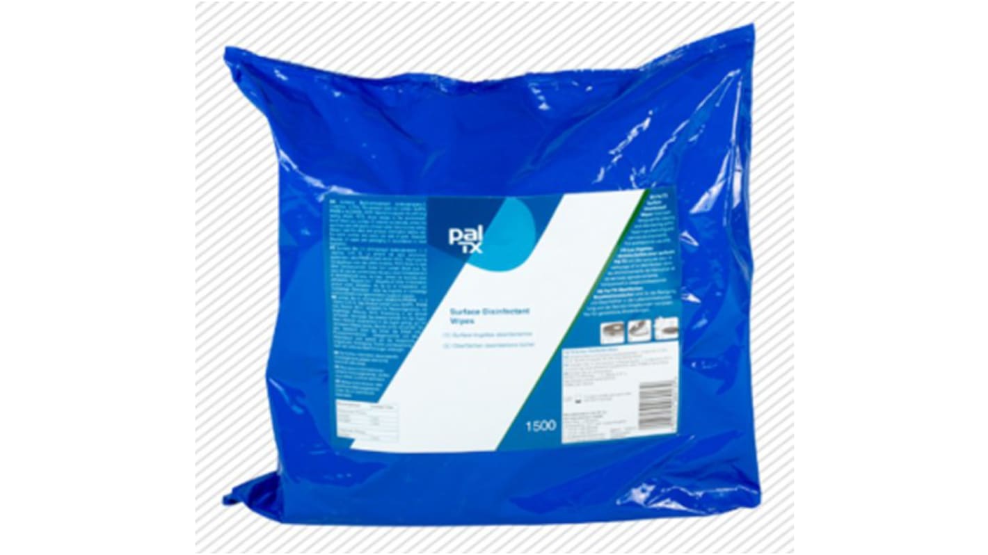 PAL Hydrotek Desinfektionsmittel-Reinigungstücher, Blau, 195 x 200mm, 1500 Tücher pro Packung