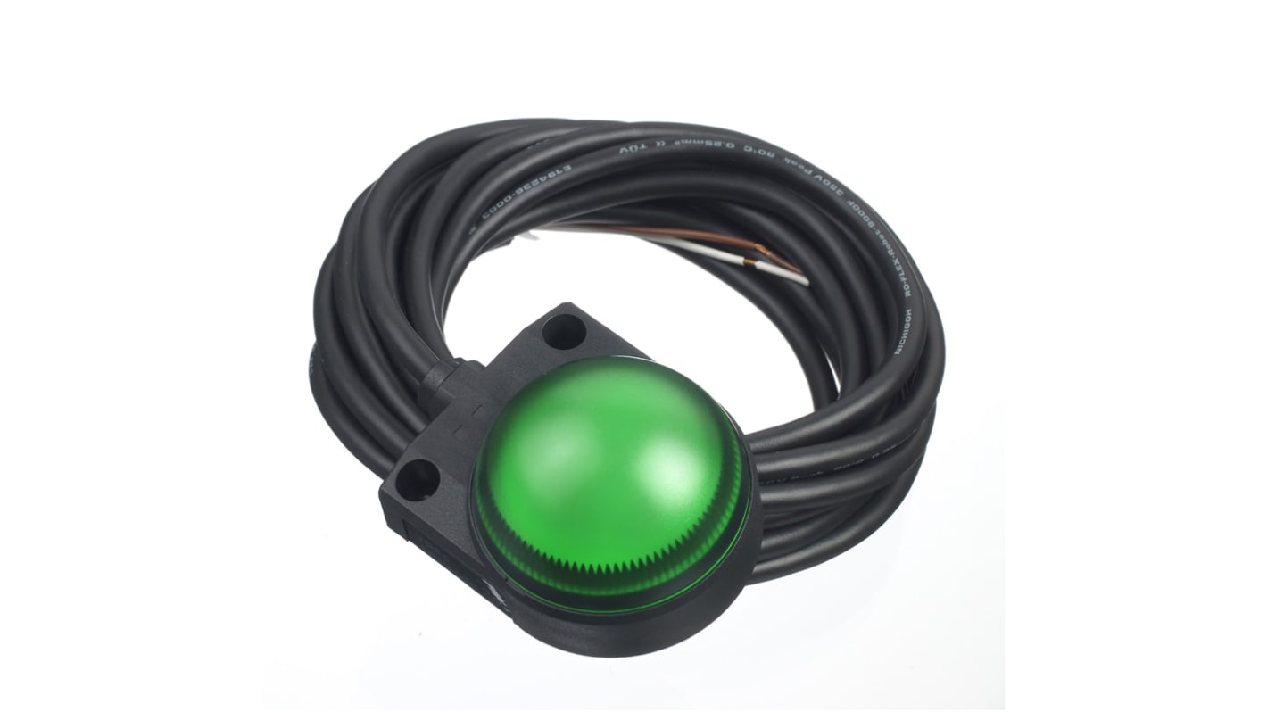 Indicador LED Idec, Verde, marco Negro, 17mA, IP67