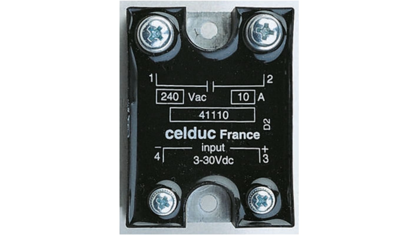 Celduc Solid State Relay, 75 A Load, Chassis Mount, 520 V rms Load, 30 V Control