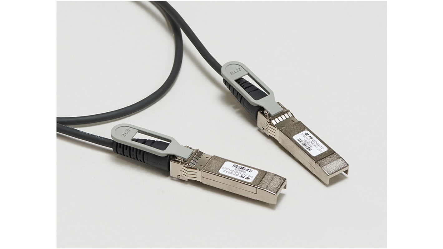 TE Connectivity Male SFP28 to Male SFP28 Ethernet Cable, Black PVC Sheath, 500mm