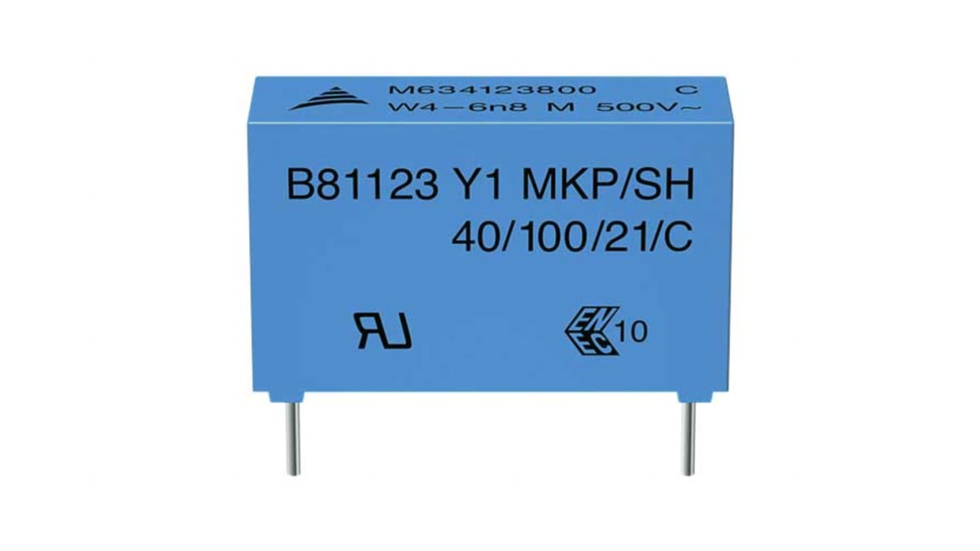 EPCOS B81123 Polypropylene Film Capacitor, 500V ac, ±20%, 1.5nF, Through Hole