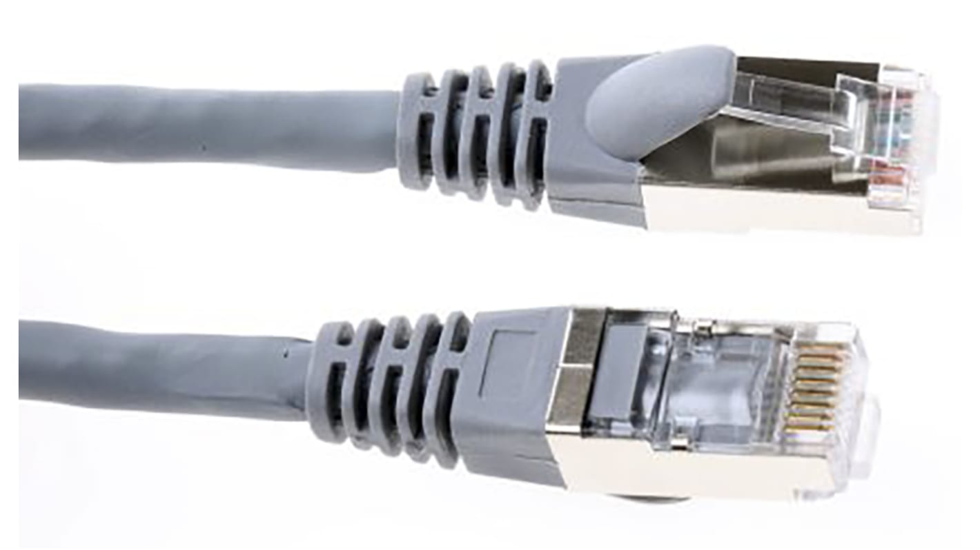 RS PRO Cat6 Male RJ45 to Male RJ45 Ethernet Cable, F/UTP, Grey LSZH Sheath, 250mm, Low Smoke Zero Halogen (LSZH)