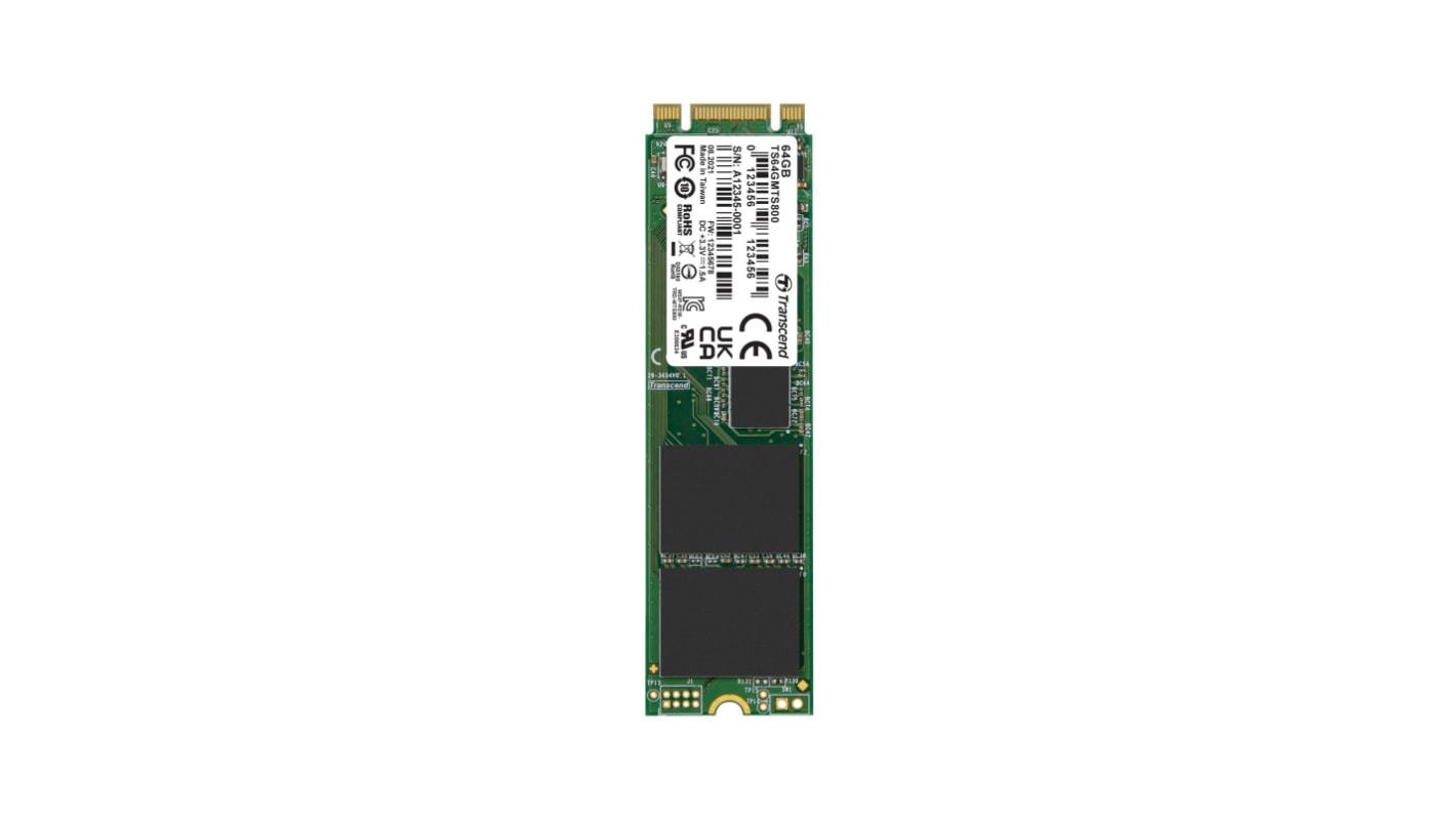 Disco duro SDD interno M.2 Transcend de 64 GB, SATA III, MLC, para aplicaciones industriales