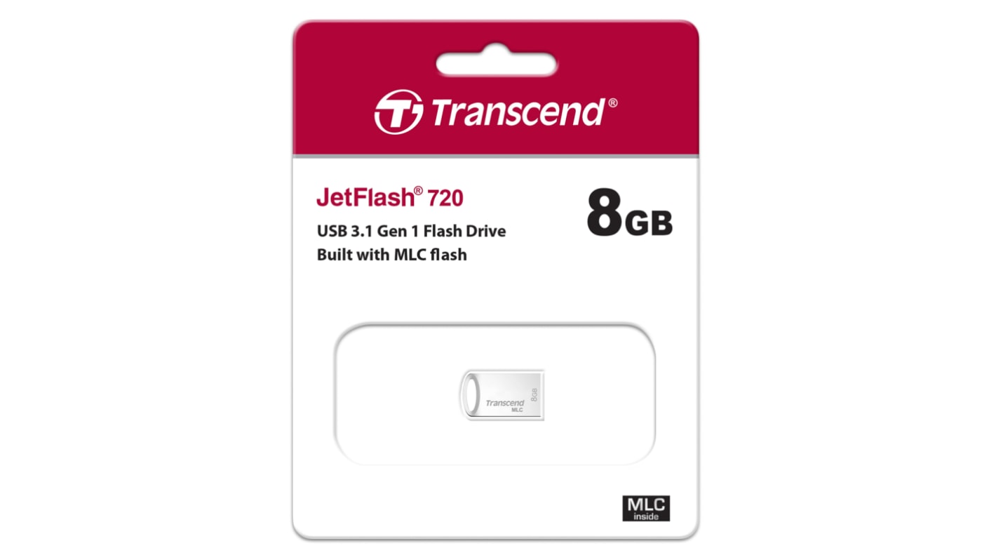 Transcend MLC, USB-Stick, 8 GB, USB 3.1, JetFlash 720, Industrieausführung