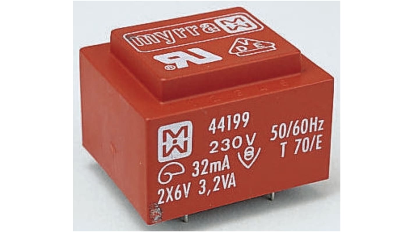 Myrra 6V ac 2 Output Through Hole PCB Transformer, 3.2VA