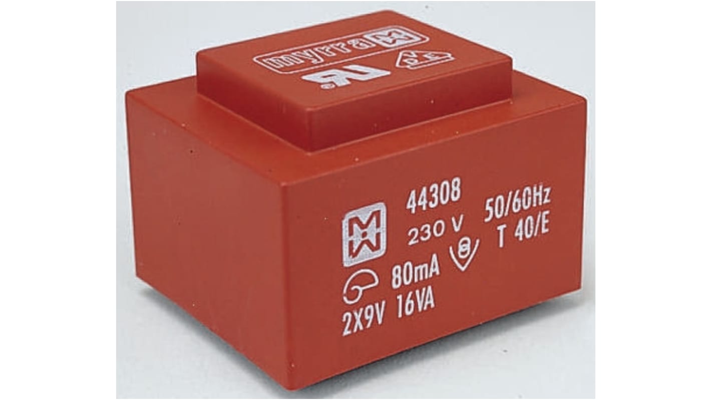 Myrra 18V ac 2 Output Through Hole PCB Transformer, 16VA