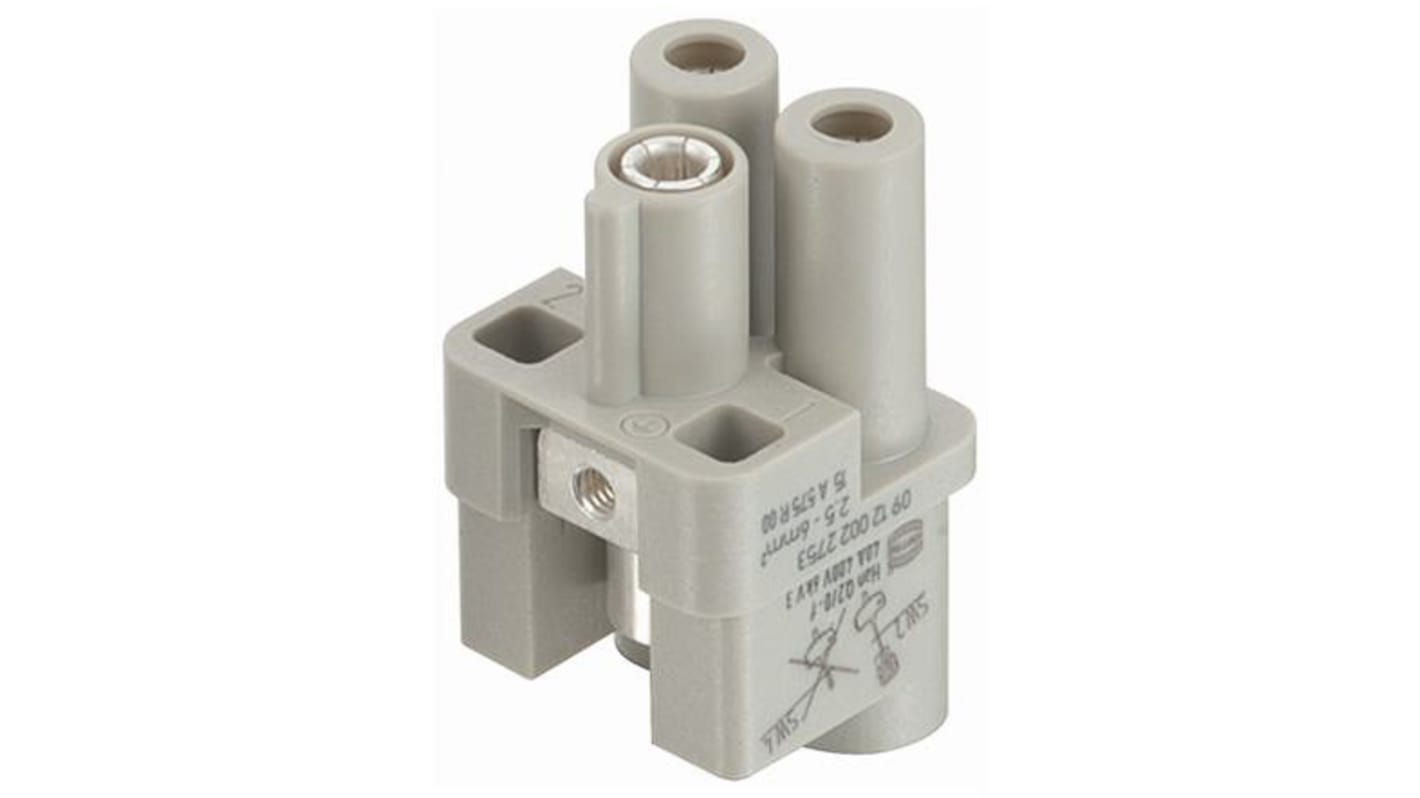 Inserto de conector de potencia HARTING Hembra, serie Han Q, configuración 2P