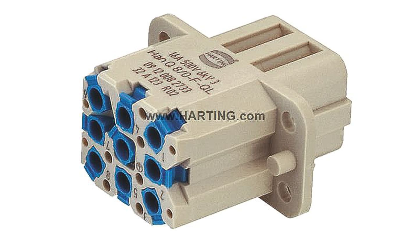 Inserto connettore HARTING, Femmina, serie Han Q, 16A, 8 vie