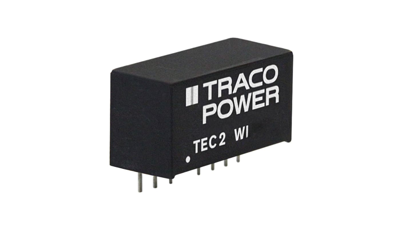 TRACOPOWER TEC 2WI DC-DC Converter, 15V dc/ 134mA Output, 4.5 → 18 V dc Input, 2W, Through Hole, +93°C Max Temp