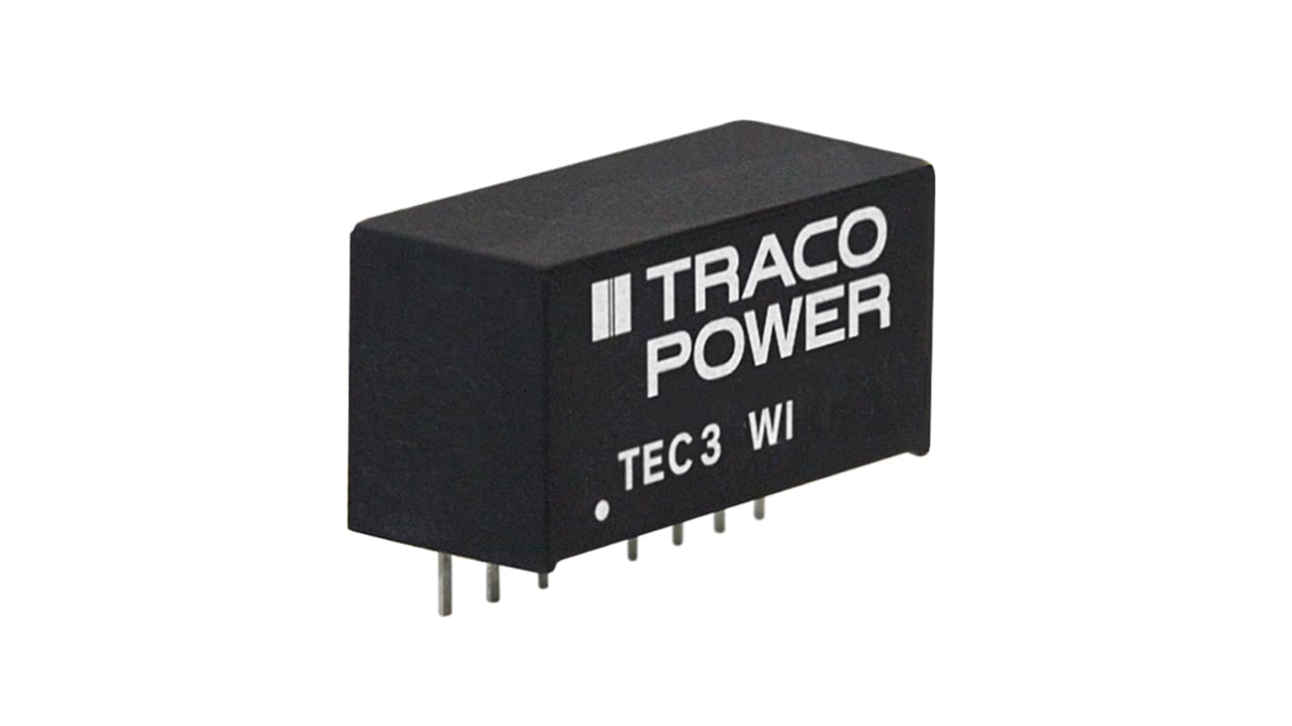 TRACOPOWER TEC 3WI DC-DC Converter, 15V dc/ 200mA Output, 4.5 → 18 V dc Input, 3W, Through Hole, +90°C Max Temp