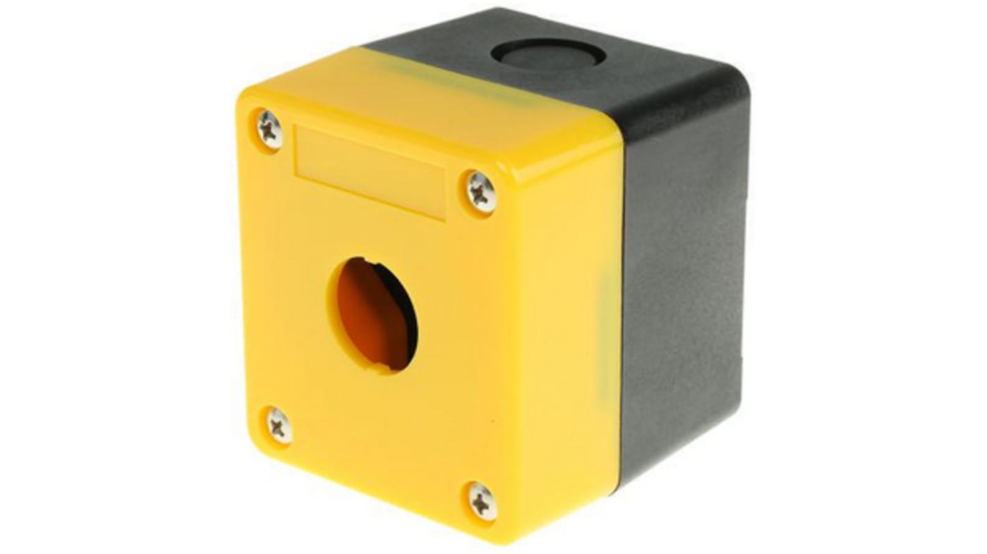 Omron Yellow Plastic A22N Push Button Enclosure - 1 Hole 22mm Diameter