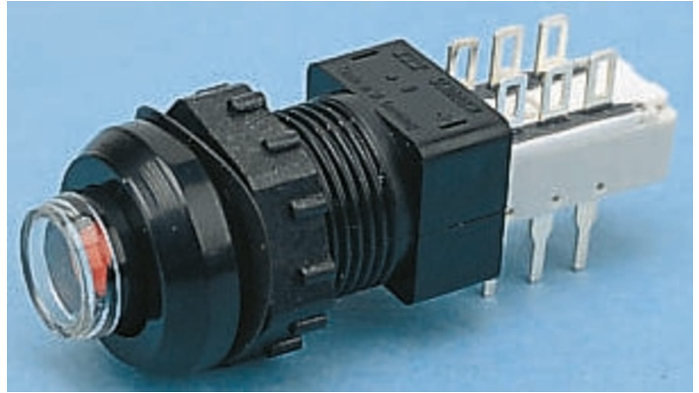 C & K Push Button Switch, Panel Mount, 14mm Cutout