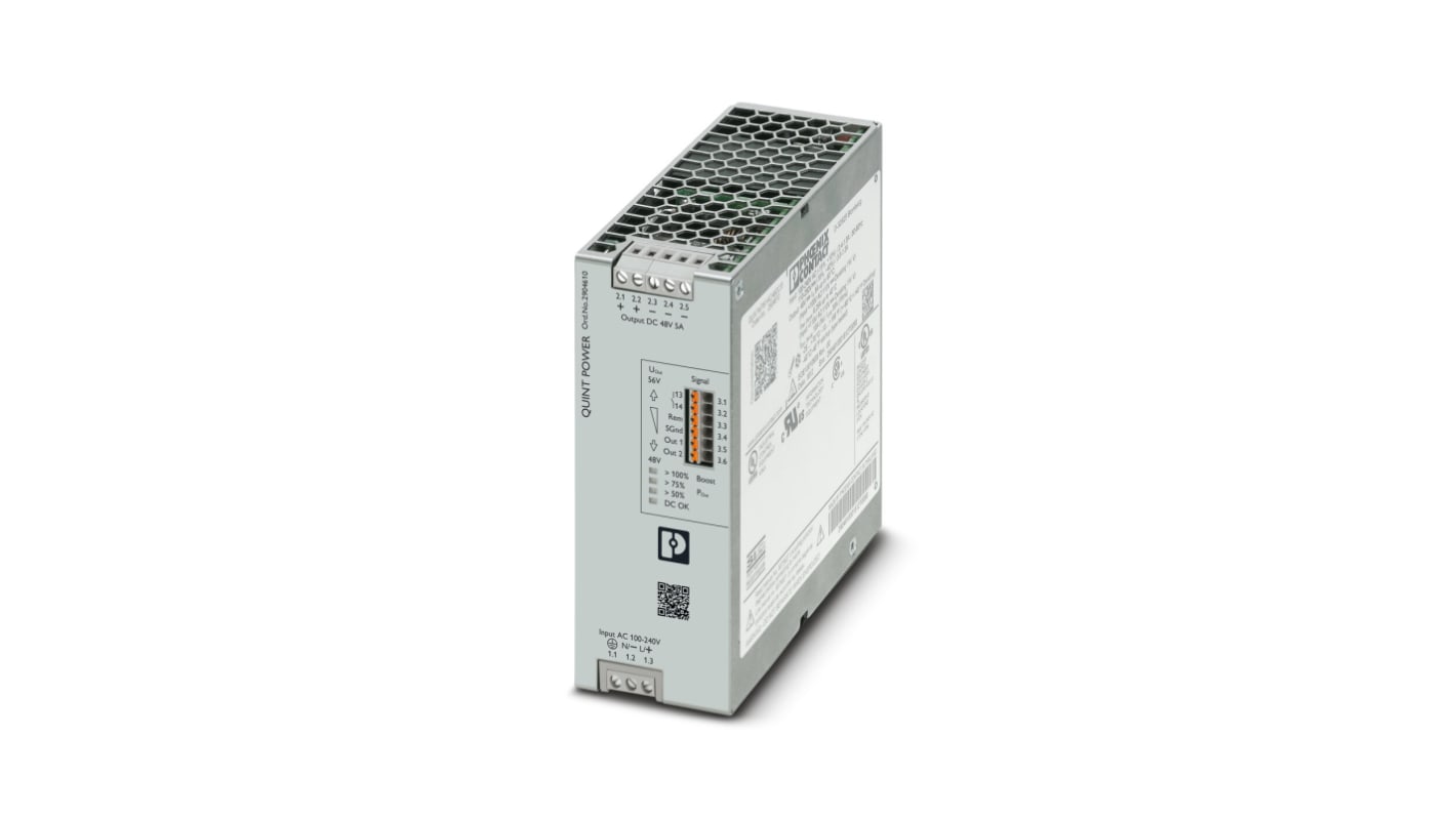 Phoenix Contact QUINT POWER Switched Mode DIN Rail Power Supply, 100 → 240 V ac / 110 → 250V dc ac, dc