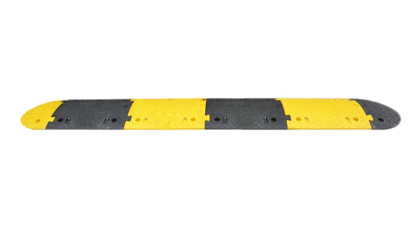 Reductor velocidad RS PRO de Caucho Negro, amarillo, de alta visibilidad, con pasacable de Ø 27mm, 2,5 m x 430mm x 70 mm