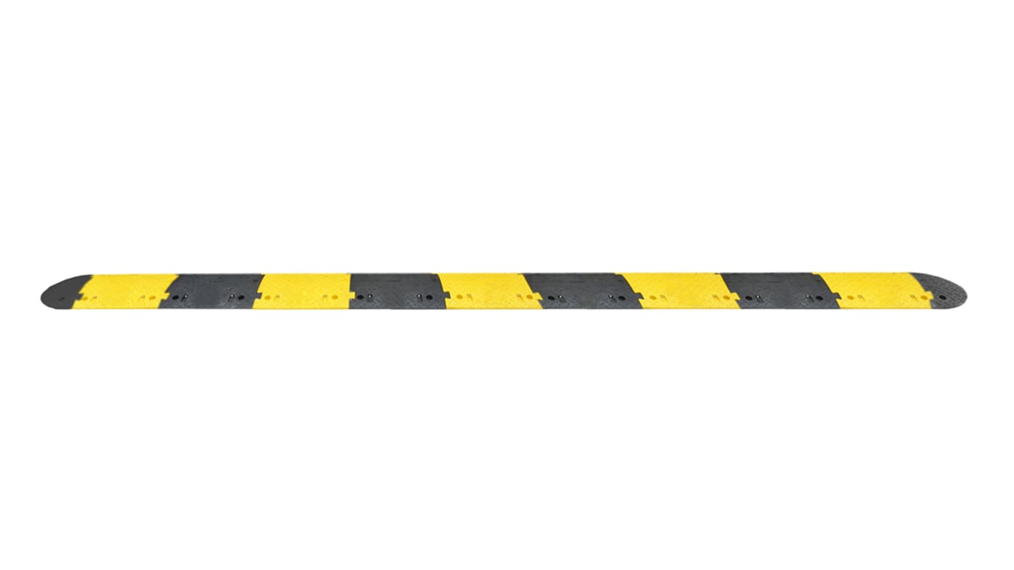 Reductor velocidad RS PRO de Caucho Negro, amarillo, de alta visibilidad, con pasacable de Ø 27mm, 5 m x 430mm x 70 mm