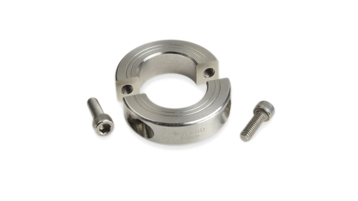 Ruland Shaft Collar Two Piece Clamp Screw, Bore 12mm, OD 28mm, W 11mm, Stainless Steel