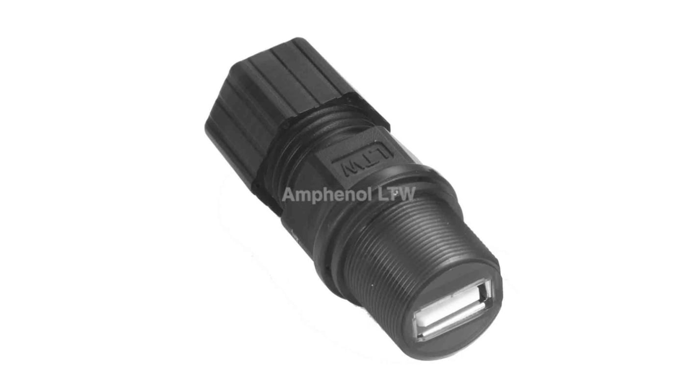 Conector USB Amphenol Industrial UA-20BMFA-SL8001, Recto IP68, Montaje en Panel, 1.0A, UA