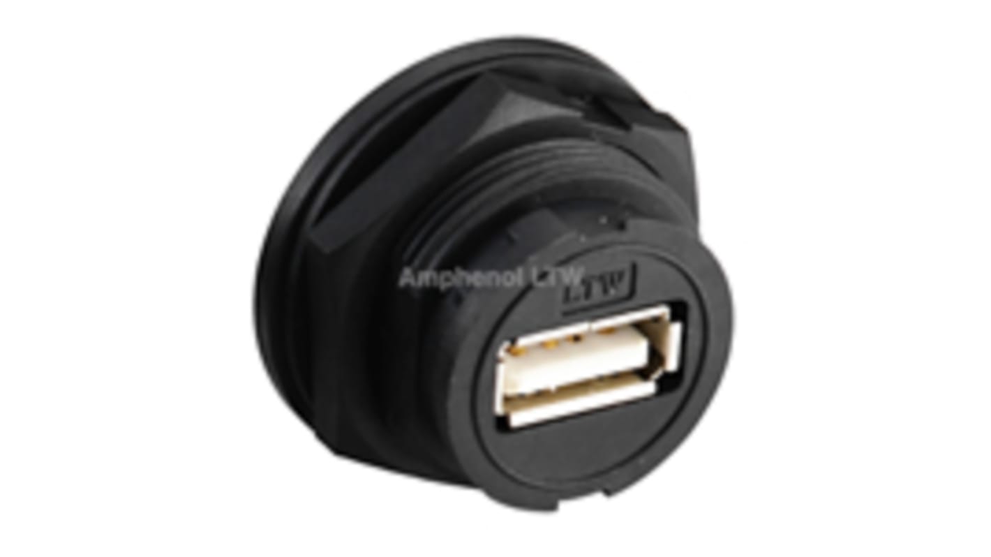 Conector USB Amphenol Industrial UA-20PMFP-LC7001, Recta IP67, Montaje en Panel, 1.0A, UA