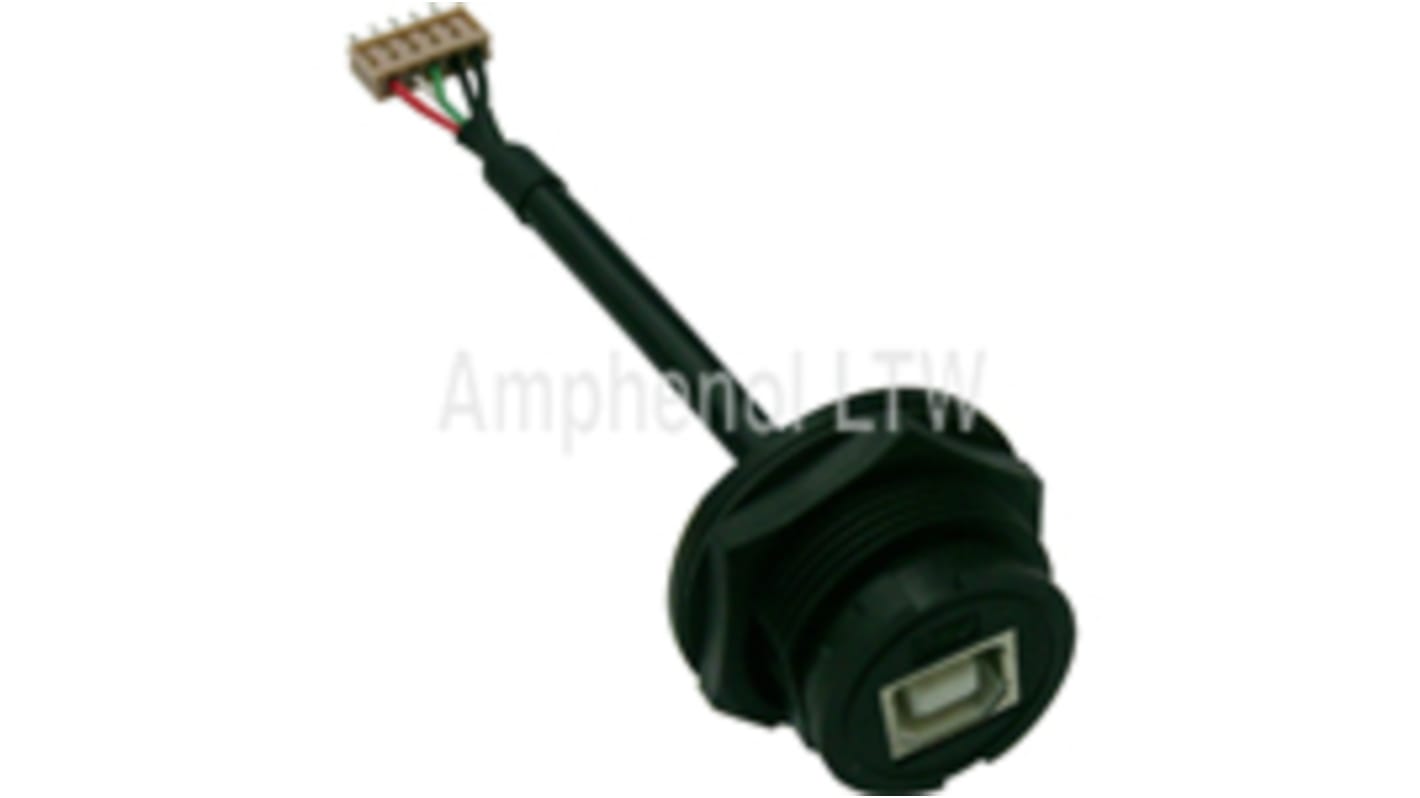 Conector USB Amphenol Industrial UB-20PMFP-LC7003, Recto IP67, Montaje en Panel, 1.0A, UB