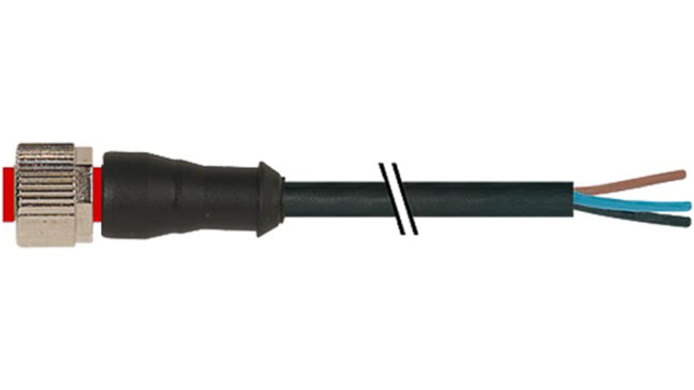 Cable de conexión RS PRO, con. A M12 Hembra, 3 polos, con. B Sin terminación, long. 2m, 250 V ac/dc, 4 A, IP65, IP66K,