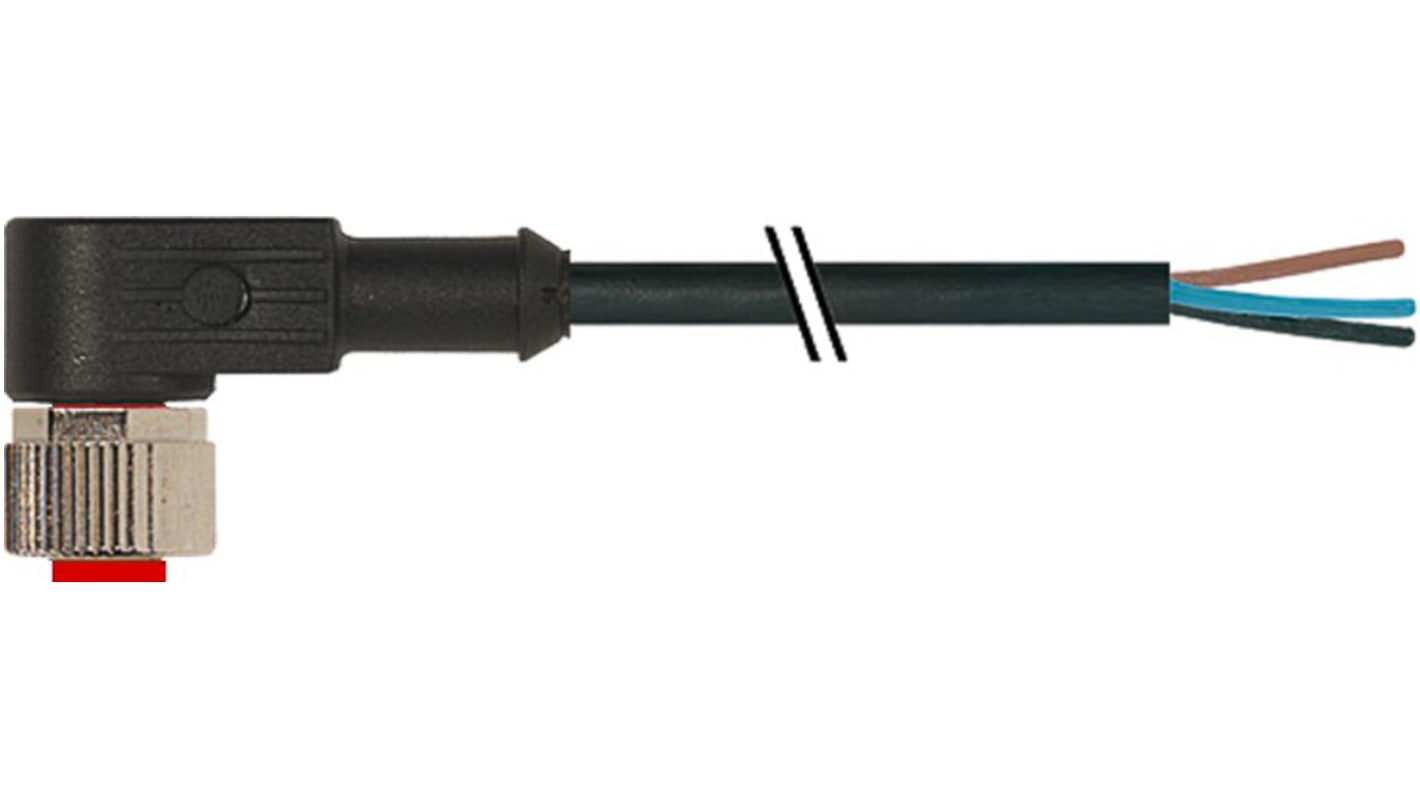 RS PRO Érzékelő-működtető kábel, M12 - Szereletlen - 3 érintkező, 250 V AC/DC, 4 A, 2m