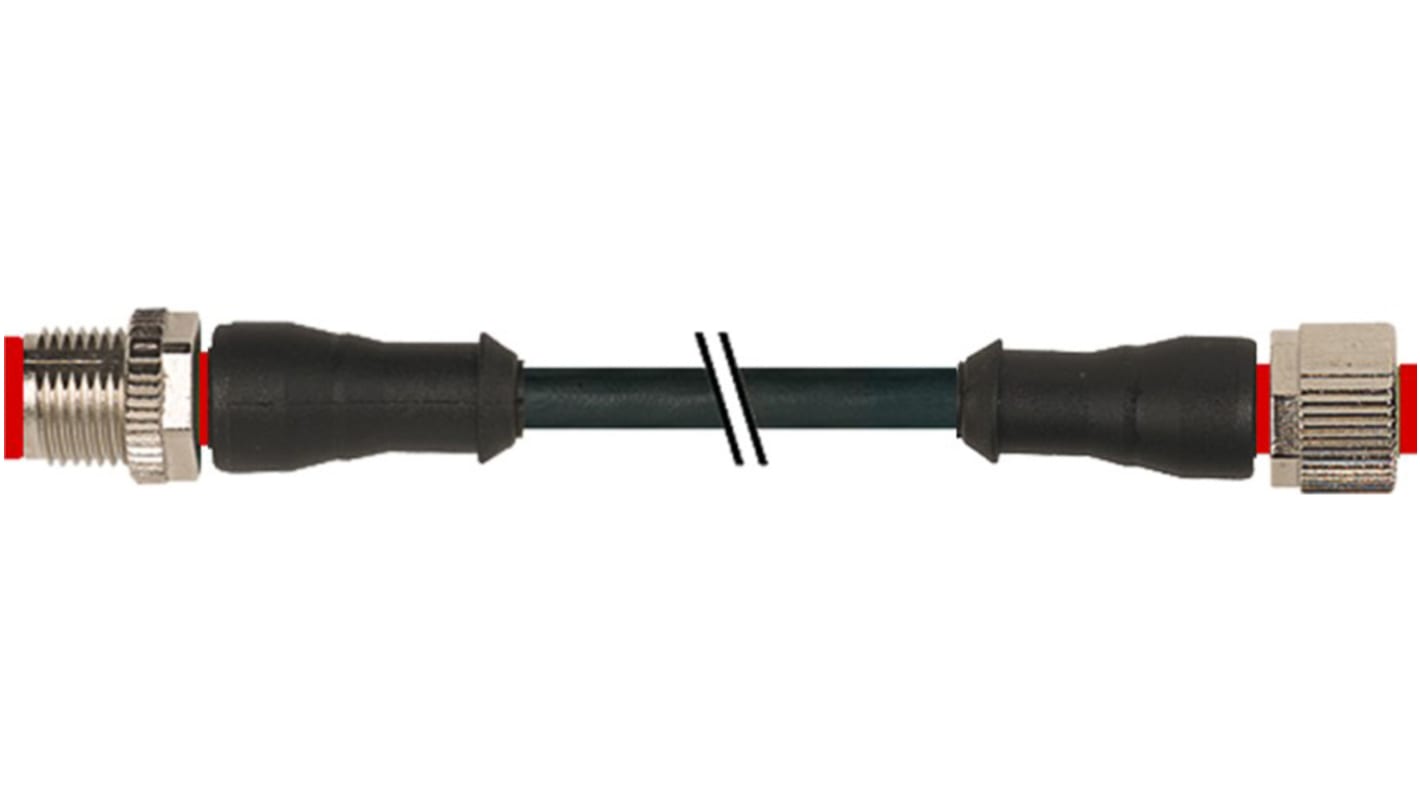 RS PRO Érzékelő-működtető kábel, M12 - M12, 4 - 4 érintkező, 250 V AC/DC, 4 A, 2m