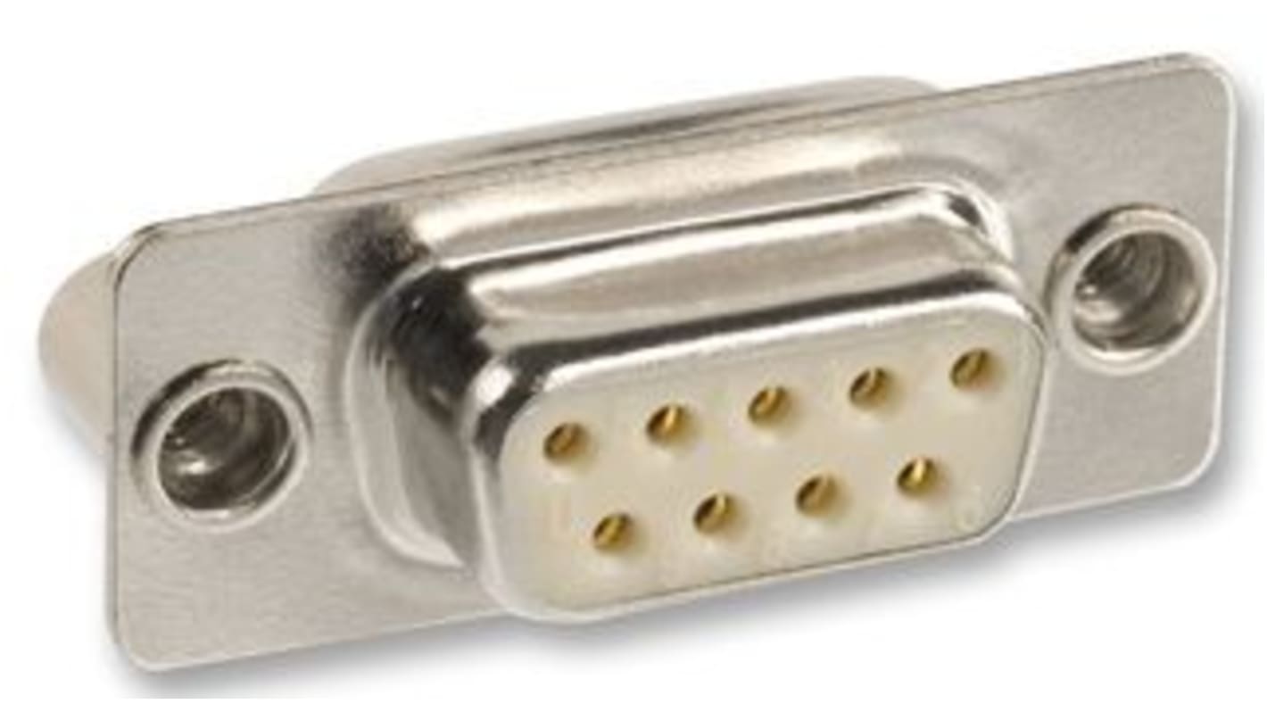 Norcomp 172 9 Way Panel Mount D-sub Connector Socket, 2.54mm Pitch